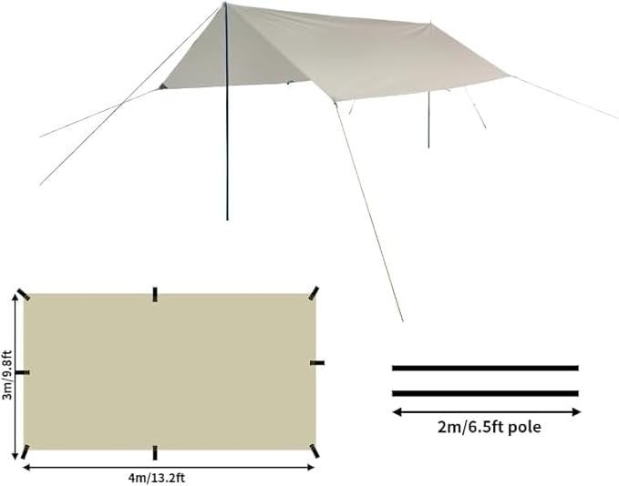 DANCHEL OUTDOOR B2 Waterproof Glamping Yurts for All Year Living with Stove Jack for 4/6 Person, Portable 4 Season Bell Tent for Camping Hot Tent 300D Oxford Nylon Glamping Accessories,13ft/16.4ft