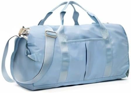 KARRESLY Sports Gym Bag for Women or Men Travel Duffel Bag with Wet Pocket and Shoes Compartment for Training Swim Yoga(Light Blue)