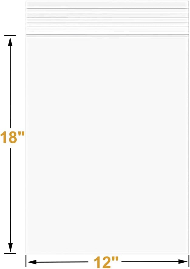 12" x 18" Thick Clear Reclosable Plastic Bags Large Zip Seal Lock Poly Bags With Zipper -3Mil for Clothing T-Shirts Shoes Toys Snack Storage -30 Pack