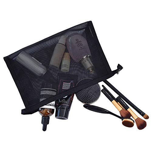 Clear Cosmetic Bags Zip Makeup Mesh Bags Pencil Case Pouch Travel Toiletry Kit Set Storage Case (Black)