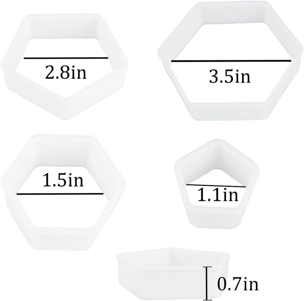 8 Pcs Soccer Ball Hexagon Cookie Cutter - 4 Sizes Geometric Biscuit Cutters Pattern Cake Topper Soccer Cookie Cutter Set for Baking Cake Decorations