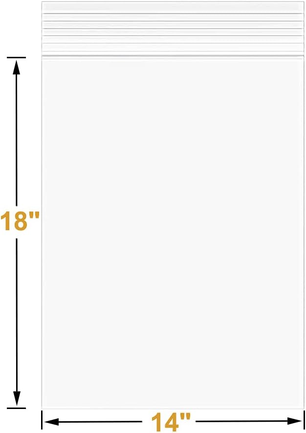14" x 18" Large Thick 2.4 Mil Clear Zip Seal Lock Poly Bags Reclosable Plastic Bags Clothing T-Shirts Shoes Toys Snack Zipper Bag (30 Pack)