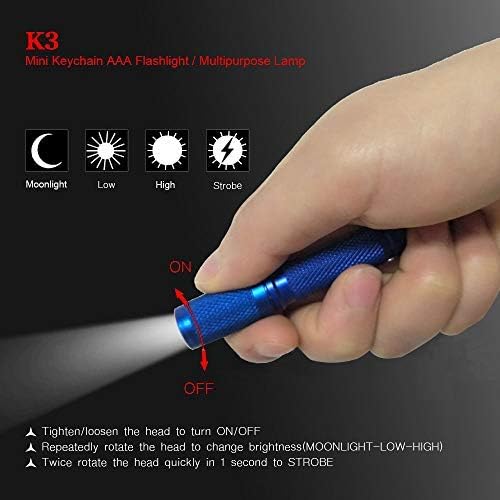K3 Mini AAA Keychain Flashlight Small Bright Pocket Flashlight 150 Lumens 3 Modes,Multipurpose EDC Flashlight Hat lamp Camp Tablelamp Candle for Dog Walk Emergency Parents Kids Gift