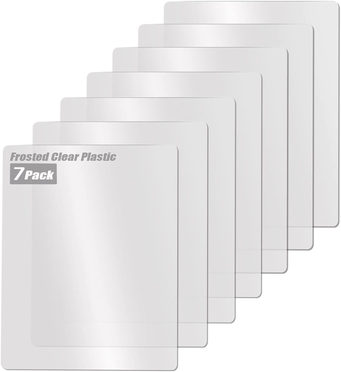 Fotouzy Plastic Cutting Board Set of 7, Frosted Clear Flexible Cutting Mats, BPA-Free, Non-Porous, Dishwasher Safe, Transparent