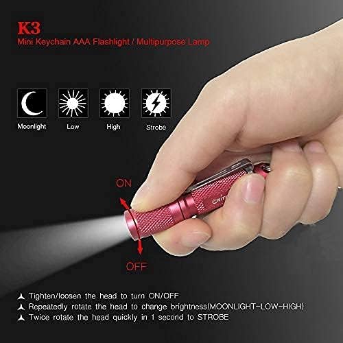 K3 Mini Keychain Flashlight AAA Small Keychain Light Bright 150 Lumens with Diffuser Clip,Multipurpose Pocket Light as Candle Hat Lamp Camp Lantern for Everyday EDC Dog Walking Hiking Camping