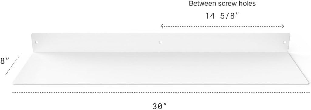 DIY CARTEL Linear Floating Shelf - Forged Raw Blackened Steel - Industrial Heavy Duty Metal Wall Mounted Modern Rustic Shelf - Made in The USA (30-inch x 8-inch White)