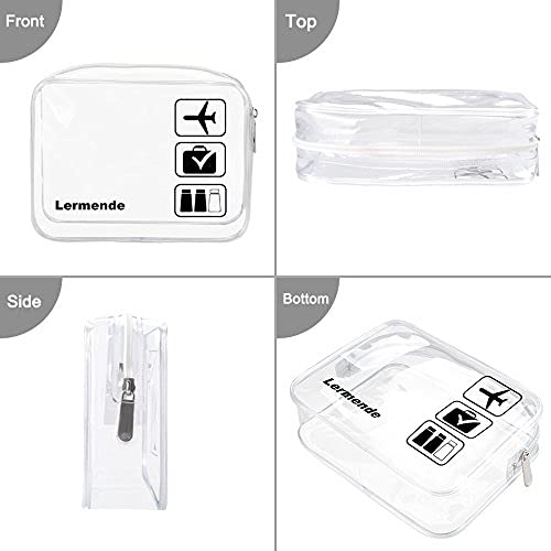 Lermende 2pcs Clear Toiletry Bag TSA Approved Travel Bag,Carry On for Travel,Airport Airline Accessories Compliant Bag,Quart Sized Makeup Cosmetic bag Women Men (Clear, 3 Pack)