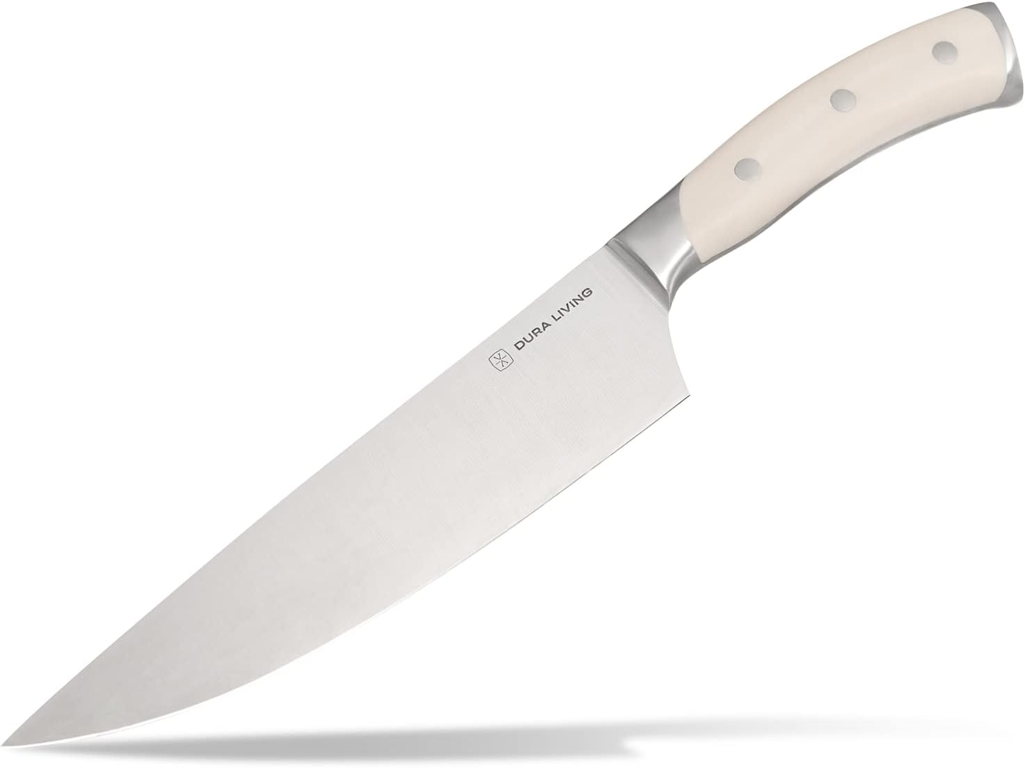 8-Inch Chef Knife – Ultra-Sharp German High Carbon Stainless Steel, Full Tang, Ergonomic Handle, Multipurpose Kitchen Knife for Chopping, Slicing, and Dicing, Cream