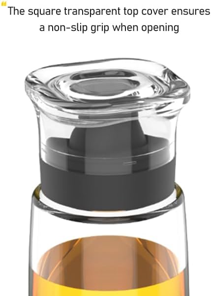 Small Glass Olive Oil and Vinegar Dispenser Bottles Set for Kitchen Cooking with Silicone Dual Pouring Spout, Soy Sauce Dispenser with Dust-proof Lid - Set of 2 (Black, 8 oz)