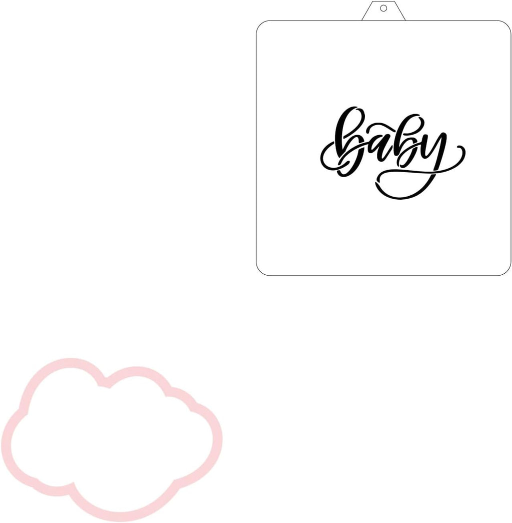 Baby Cookie Cutter and Stencil Set Bundle Kit PYO Cookies Paint Your Own Diy Bakery Fondant Sugar Happy Birthday Wedding Baby Candle Kids Painting Coloring Pages Comb (Baby-2)