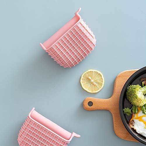 Mini Silicone Oven Mitts Set, Oven Mitts Heat Insulation, Oven Gloves for Kitchen Cooking and Baking, Protecting Fingers Mini Oven Hand Clips are Sold in Pairs (Pink)