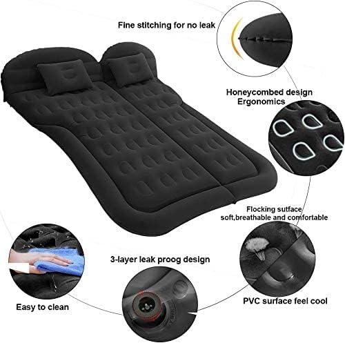 SAYGOGO SUV Air Mattress Camping Bed Cushion Pillow Inflatable Thickened Car Air Bed Mattress with Electric Air Pump Portable Sleeping Pad for Travel Camping Upgraded Version Black