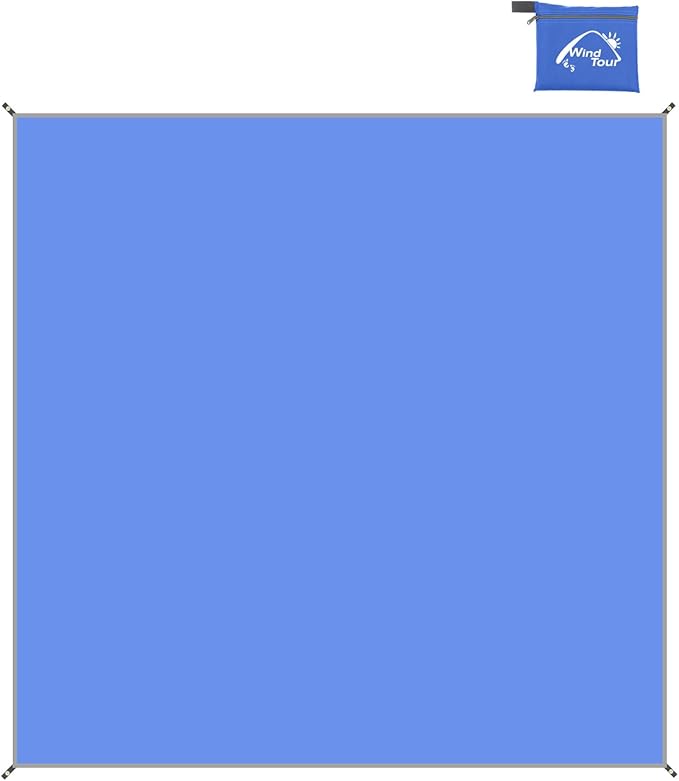 Wind Tour Portable Multifunctional Outdoor Camping Tarp Groundsheet Footprint Lightweight Floor and Ground Tarps for Camping Hiking with Carry Bag (Blue-177" x 177")