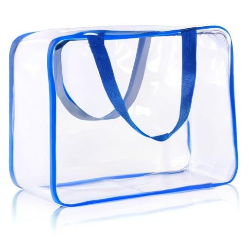 2Pcs Crystal Clear PVC Travel Toiletry Bag Kit for Women Men, Waterproof Vinyl Packing Organizer Storage Bags with Zipper Handle Straps, Cosmetic Pouch Carry on Airport Airline Compliant Bag Handbag