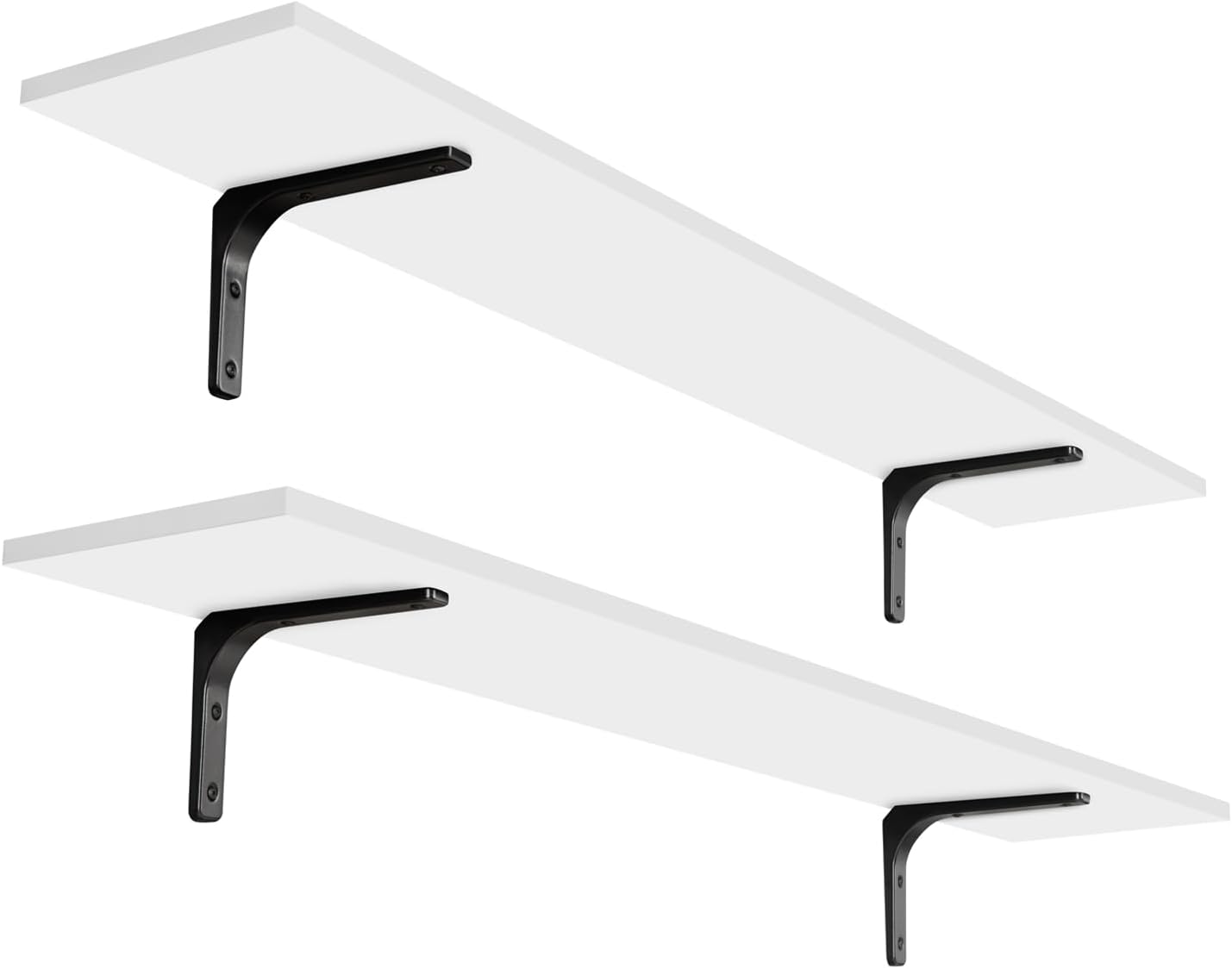 DINZI LVJ Long Wall Shelves, 47.3Inch Wall Mounted Shelves Set of 2, Extra Large Wall Storage Ledges with Sturdy Metal Brackets for Living Room, Bathroom, Bedroom, Kitchen, White