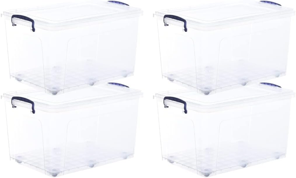 Superio Storage Bins with Lids, Clear Plastic Containers for Organizing, Stackable Totes, BPA Free, Odor Free, Organizer Boxes for Home, and Dorm (4 Pack, 44 Quart)