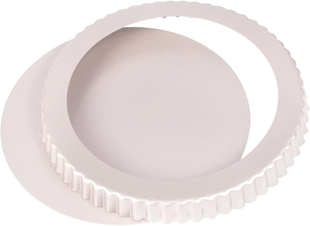 Tart Pan 9 inch Removable Bottom Coated Carbon Steel, Non-Stick Round Tartlet Tins Quiche Baking Dish Pie Pan with Fluted Edges Cake Mold (Gold)