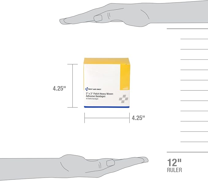 First Aid Only 1-750 Heavy Woven Fabric Adhesive Bandages, 2" x 3" Extra Large, 50 Count (Pack of 2)