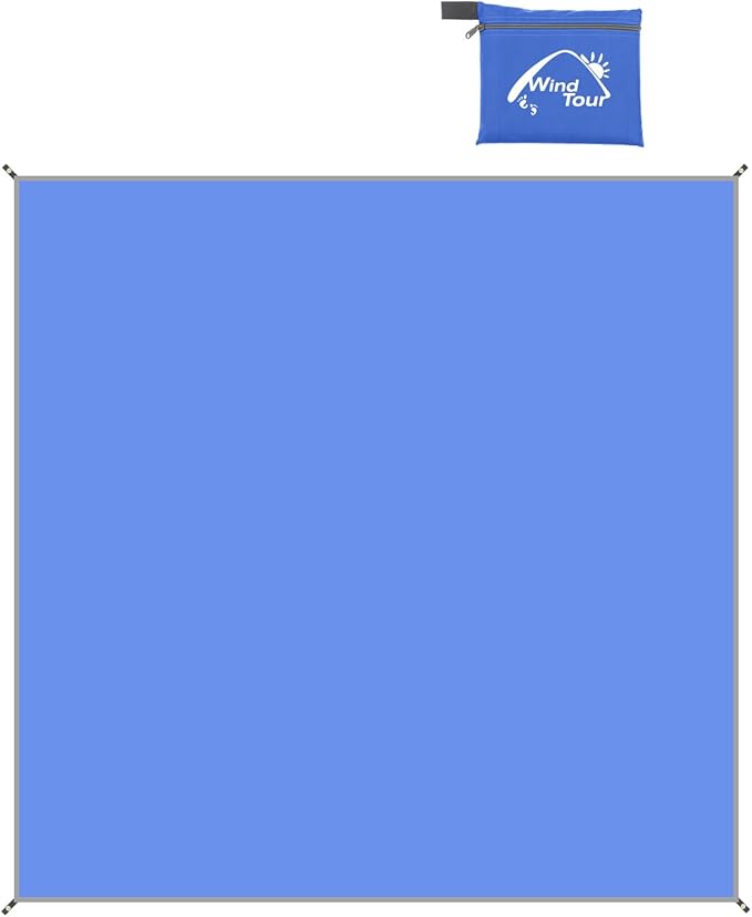 Wind Tour Portable Multifunctional Outdoor Camping Tarp Groundsheet Footprint Lightweight Floor and Ground Tarps for Camping Hiking with Carry Bag (Blue-86.6" x 86.6")
