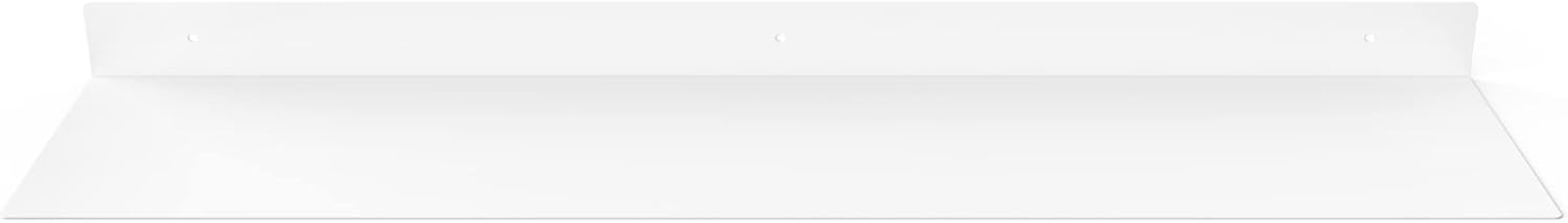 DIY CARTEL Linear Floating Shelf - Forged Raw Steel - Industrial Heavy Duty Metal Wall Mounted Modern Rustic Shelf - Made in The USA (36-inch x 8-inch White)