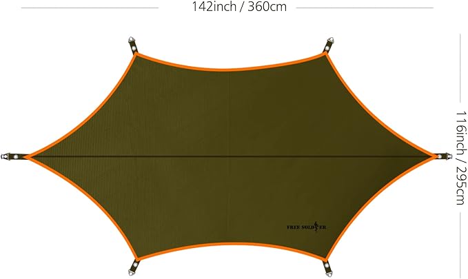 FREE SOLDIER Waterproof Portable Tarp Multifunctional Outdoor Camping Traveling Awning Backpacking Tarp Shelter Rain Tarp (Greenish Brown 6 Loop 10×12ft)