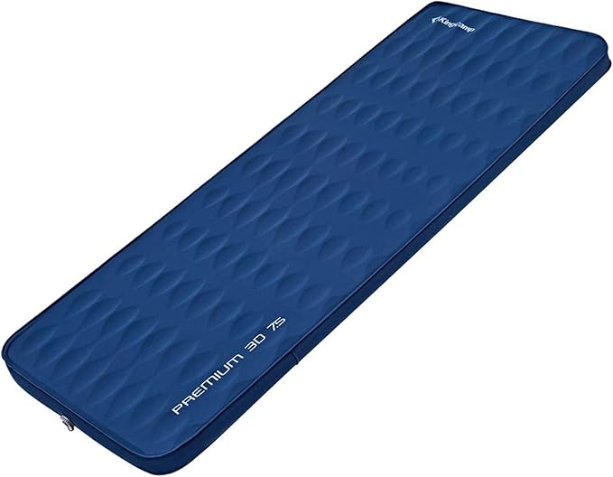 KingCamp Premium 3D Self-Inflating Camping Sleeping Pad Mattress Comfortable 3 “Thick Portable Lightweight Double Single R-Value 6.1 Warm for Winter Camping Indoor Outdoors Single-Navy