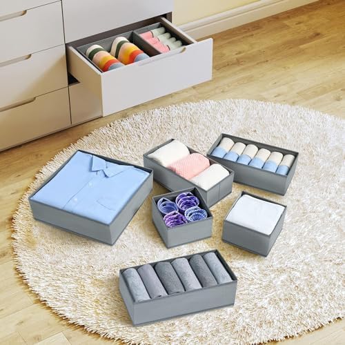 DIMJ Drawer Organizer Clothes, 24 Pack Dresser Organizer, Foldable Closet Organizers and Storage, Fabric Dresser Drawer Organizers, Drawer Dividers for Nursery, Baby Clothes, Underwears, Sock