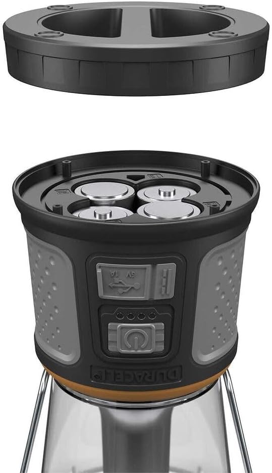 Duracell - 2000 lumens LED flashlight with 360° and 180° illumination for camping, fishing and emergency use, 6 light modes and 3 power supplies available for charging, 1654528