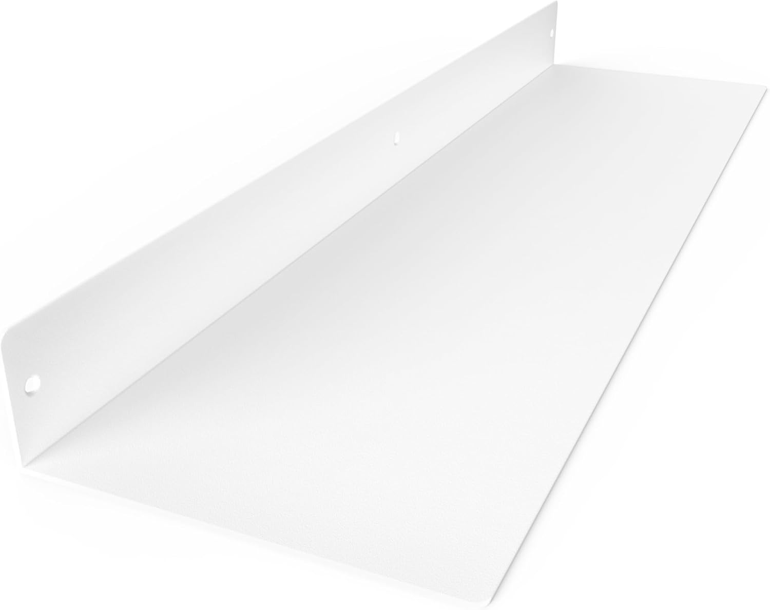 DIY CARTEL Linear Floating Shelf - Forged Raw Blackened Steel - Industrial Heavy Duty Metal Wall Mounted Modern Rustic Shelf - Made in The USA (30-inch x 8-inch White)