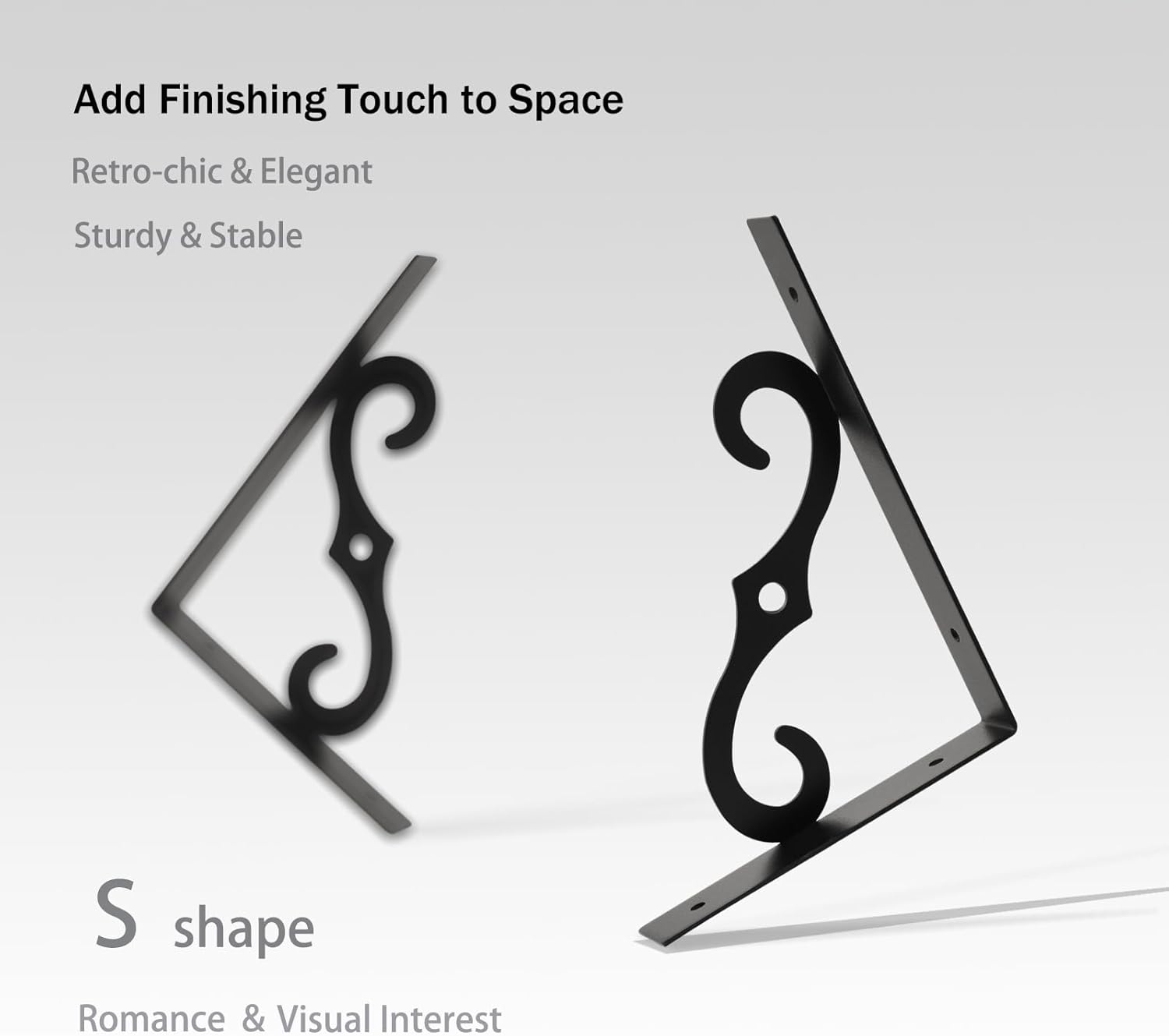 DINZI LVJ Long Wall Shelves, 23.6 Inch Large Floating Shelves Set of 2, Wide Display Shelf Wall Mounted with Brackets, Easy Hanging for Living Room, Toilet, Office, Bedroom, Rustic Brown