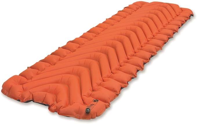KLYMIT Insulated Static V Inflatable Sleeping Pad | Comfortable, Lightweight, Easy to Inflate, Portable Air Bed Mattress for Camping, Backpacking and Hiking — Orange