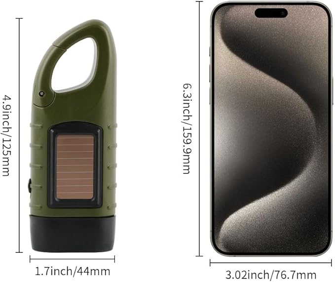 TOCH Hand Crank Solar Powered Flashlight LED Flashlight Emergency Lights for Outdoor Sports Hiking Camping