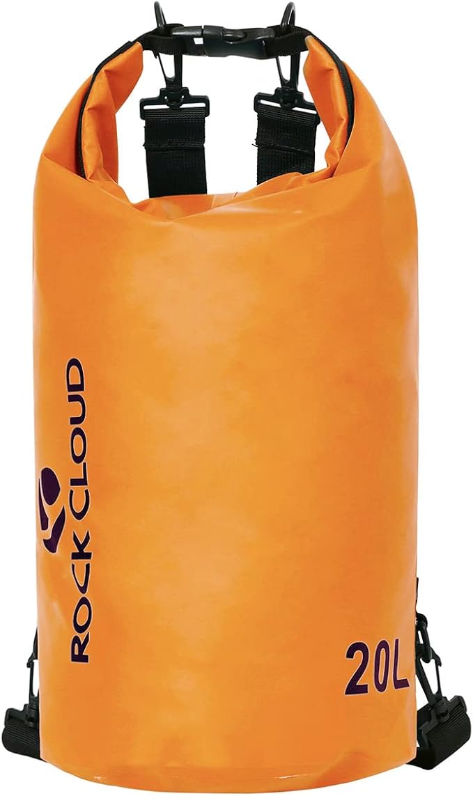 ROCK CLOUD Dry Bag Waterproof 20L Dry Sack for Kayaking Rafting Boating Beach Surfing Swimming Canoe Camping Hiking Fishing Ski, Orange
