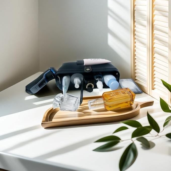 Personalized leather toiletry bag for men, mens travel bag toiletry, small dopp kit waterproof, top grain leather cosmetic bag, shaving bag without zipper