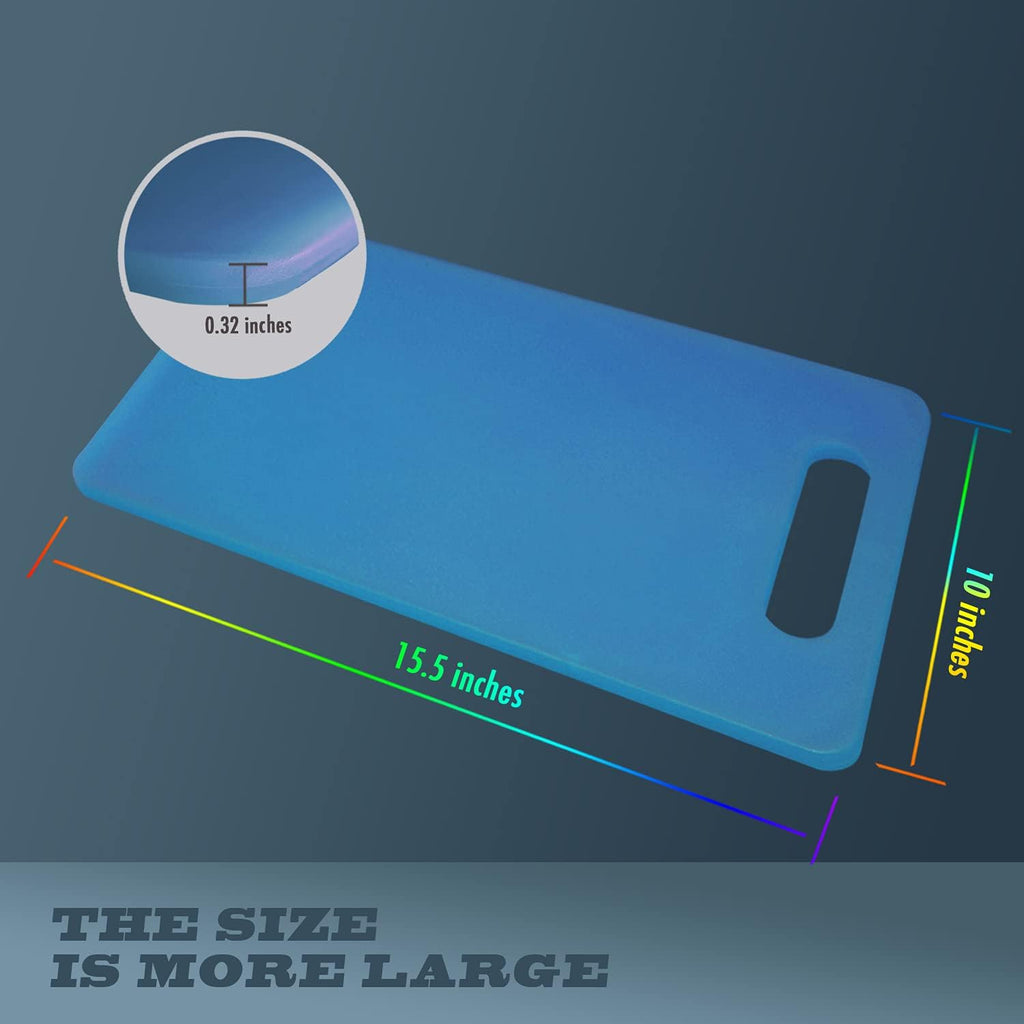 Fotouzy Plastic Utility Cutting Board with Handles, Food Safe PP Material, BPA Free, Dishwasher Safe, Thick Chopping Board, Large Size, Easy Grip Handle, for Kitchen (Blue)