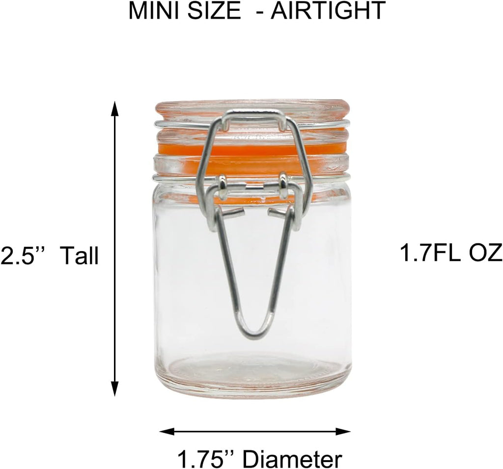 1.7 oz Mini Glass Spice Bottles, 24 Pack Small Glass Jars with Airtight Lid and Leak Proof Rubber Gasket, Empty Spice Containers with Labels for Home and Kitchen