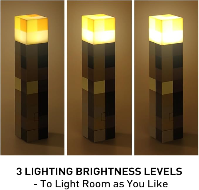 Light-up Wall Torch with 3 Lighting Levels - USB Rechargeable Night Lamp - Torch Light with Wall Mount & Hand Held, LED Lighting Torch for Kid's Bedroom Gaming Decoration