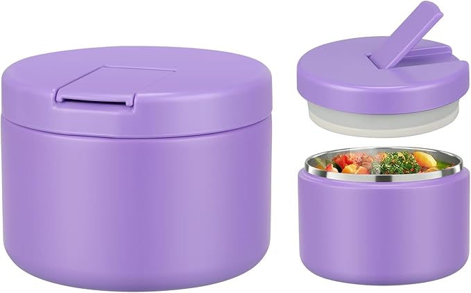 12oz Food Thermo for Hot Food Insulated Vacuum Soup Jar with Buckle Lid, Stainless Steel Wide Mouth Leak Proof Lunch Container