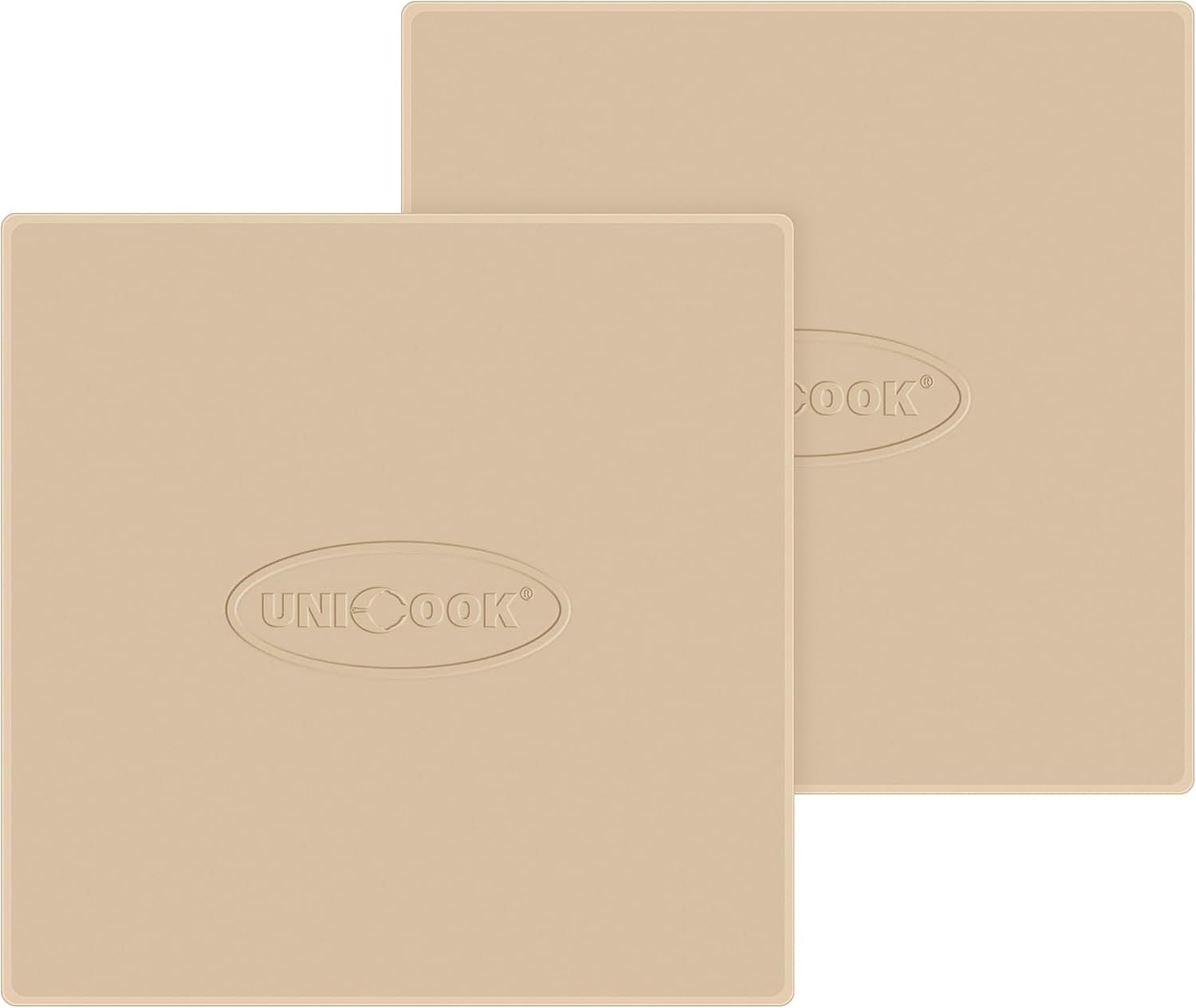 Unicook 2 PCS Pizza Stones Set, 12 Inch Square Pizza Stone for Oven and Grill, Cordierite Baking Pan for Crispy Crusts, Thermal Shock Resistant, Including Dough Scraper