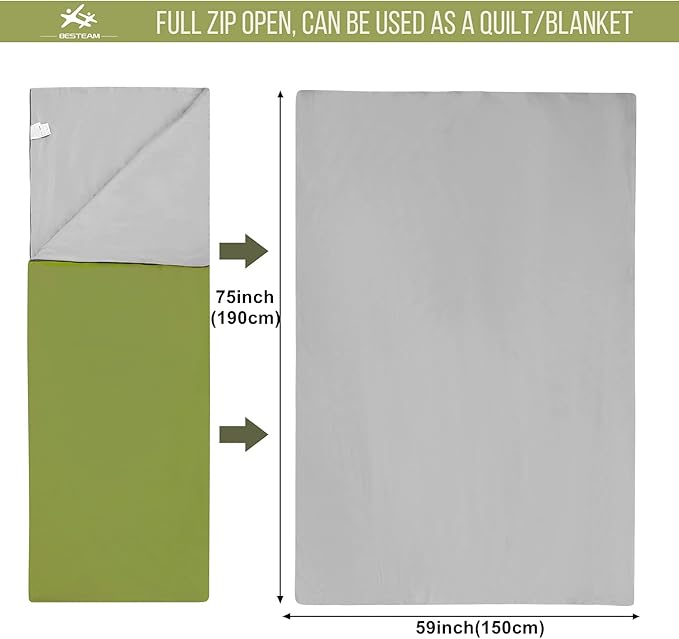 Warm Weather Sleeping Bag - Portable Waterproof Compact Lightweight, Packable for Kids, Teens Adults Camping Backpacking Hiking, Spring Summer Fall