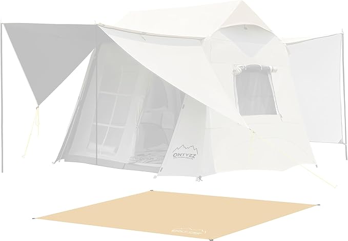 ONTYZZ Khaki Rectangle Tent Footprint Waterproof Camping Tarp Two in One Ground Sheet Mat and Tent Tarp for Camping Outdoor Hiking Beach Picnic