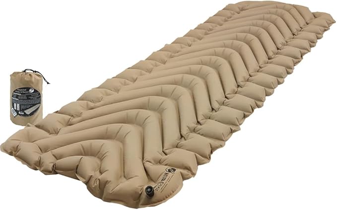 KLYMIT Insulated Static V Inflatable Sleeping Pad | Comfortable, Lightweight, Easy to Inflate, Portable Air Bed Mattress for Camping, Backpacking and Hiking — Coyote Sand