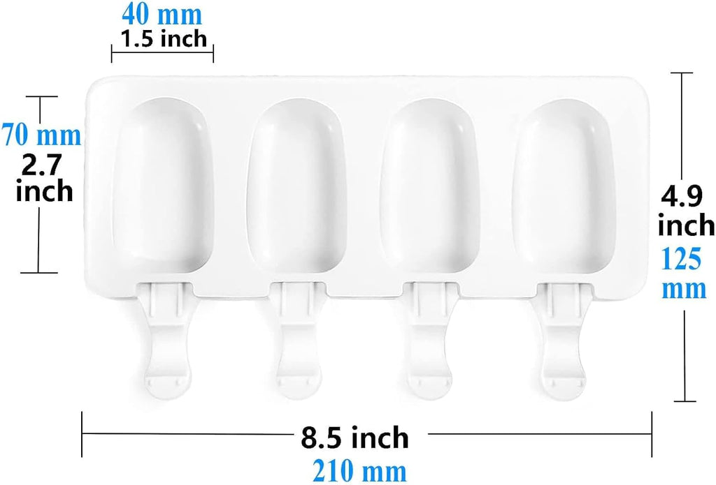 2 Small Mini Popsicles Molds, Cakesicle Molds Silicone Cake Pop Mold 4 Cavities With 100 Wooden Sticks & 100 Parcel Bags DIY Ice Cream Mold