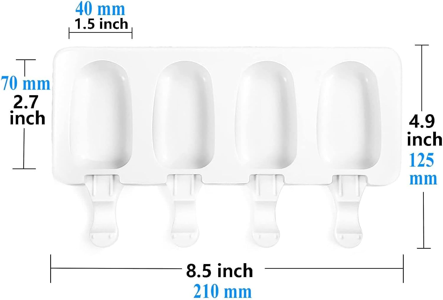 2 Small Mini Popsicles Molds, Cakesicle Molds Silicone Cake Pop Mold 4 Cavities With 100 Wooden Sticks & 100 Parcel Bags DIY Ice Cream Mold