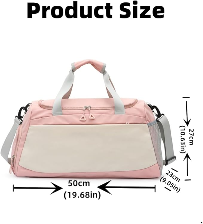 Male/Female Universal Gym Bag,Waterproof Sports Handbag,Dry Wet Separate Weekender Travel Duffel Bag with Shoes Compartment,for Swimming,Yoga,Gym,Travel,Exercise etc. (Pink)