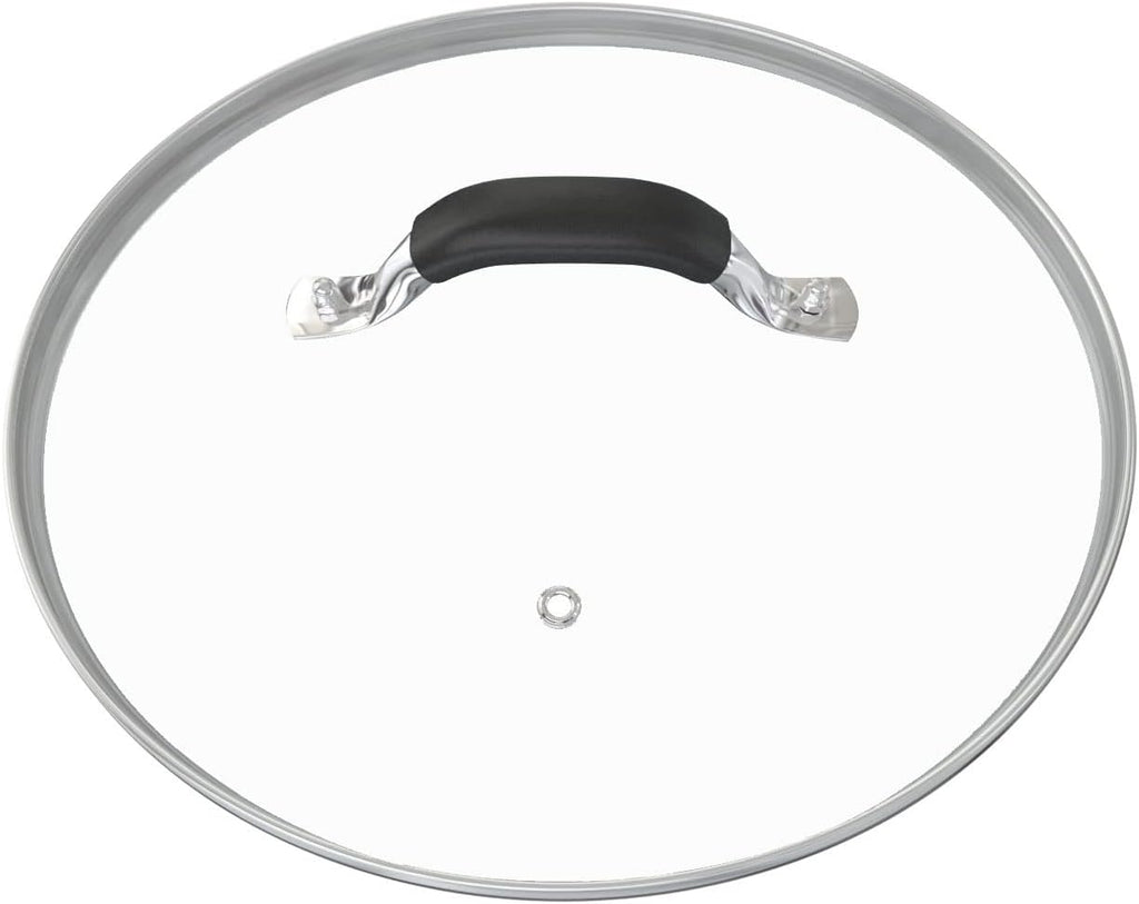 12 Inch Tempered Glass Pot Lid Compatible with 12” Lodge Cast Iron Skillets and 7 Quart Dutch Ovens - Designed with Steam Vent Hole and Heat Resistant Handle