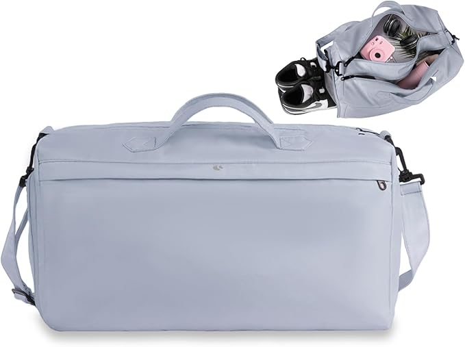 Sports fitness Gym Bag for Women, Yoga Swim Workout Travel Duffel Overnight Shoulder Bags with Shoe Compartment and Wet Pocket Ladies Weekend Carry on Luggage Dance College Blue