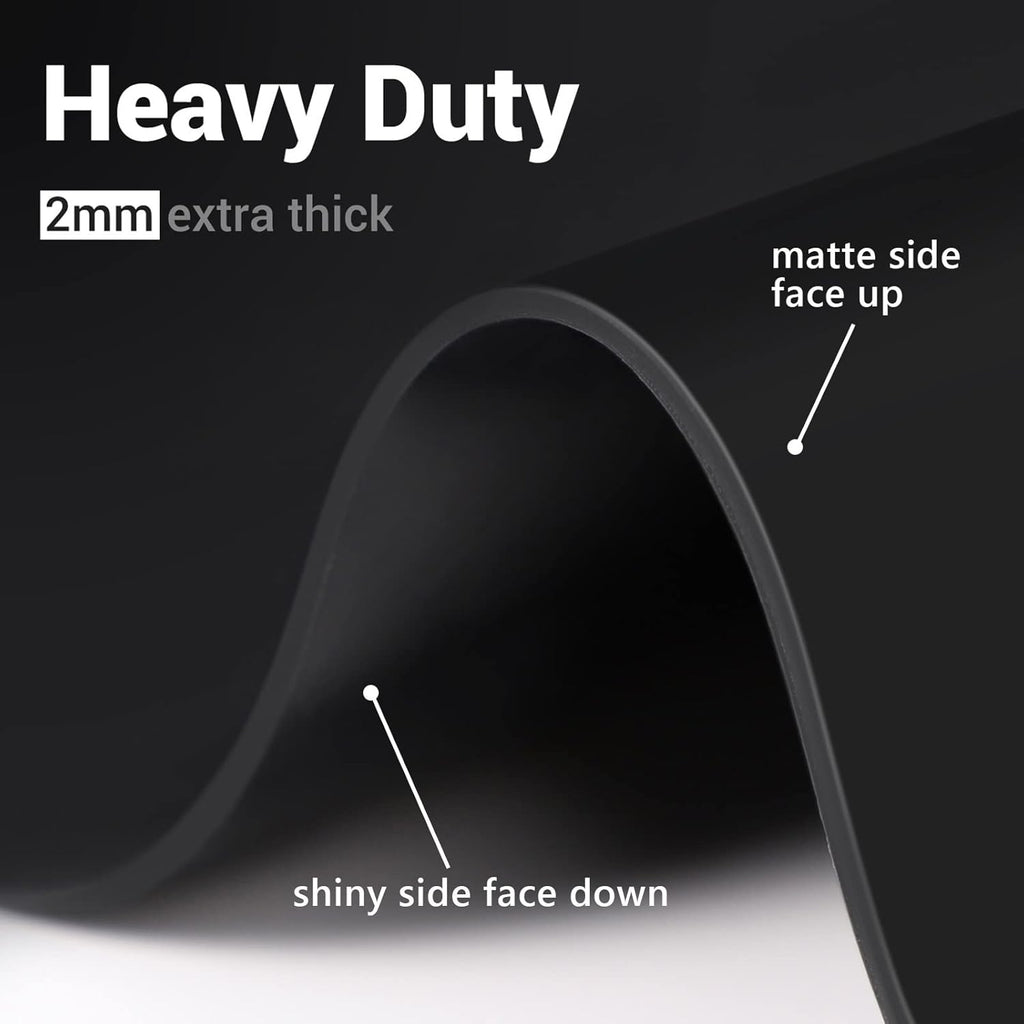 Ewen 2mm Thick Silicone Mats for Kitchen Counter, 27.6x19.5in Heat Resistant Silicone Baking Mat, Large Placemat Pastry Countertop Protector Mat Hot Pad for Stove Coffee Maker Air Fryer Toaster Black