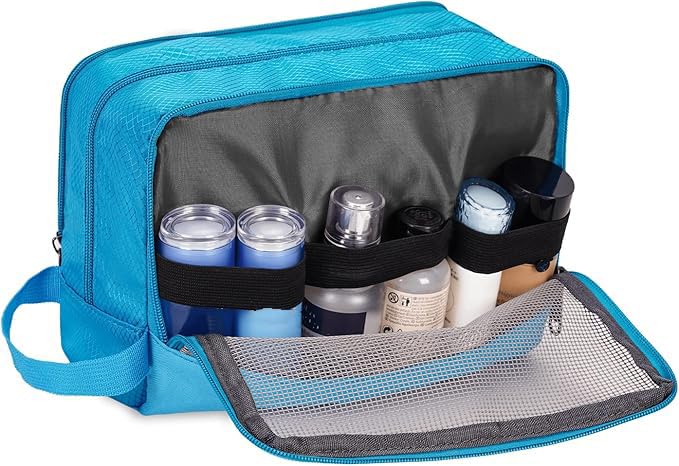 Toiletry Bag for Men Hanging Dopp Kit Water Resistant Shaving Bag Small Toiletry Bag for Traveling (Pure Blue)