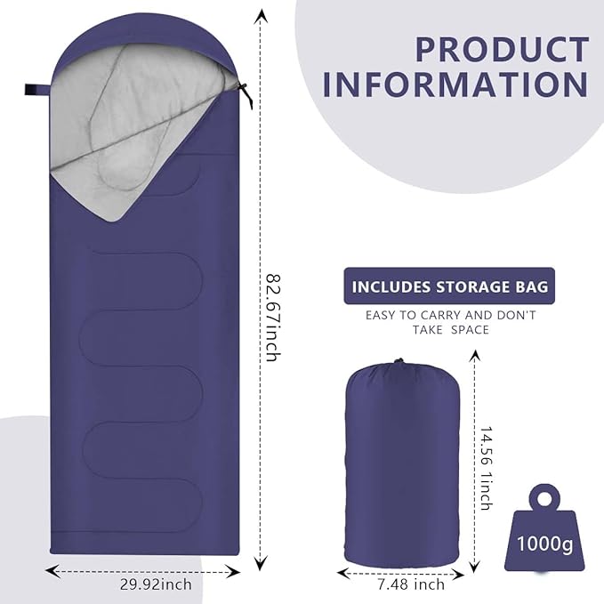 OBTANIM Camping Sleeping Bags Portable Waterproof Sleeping Bag for Adults Kids 4 Seasons Winter, Fall, Spring, Summer Backpacking Hiking Camping Mountaineering Indoor Outdoor Use